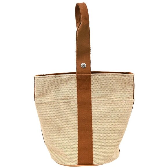 Hermes Beige Brown Toile H Saxo MM Handbag - Picture 1 of 10